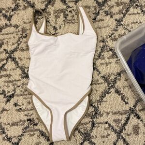 LainSnow Cream and Brown One Piece Swimsuit